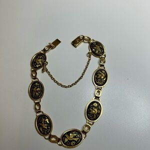 DAMASCENE Elegant Gold and Black Bracelet 8 inches